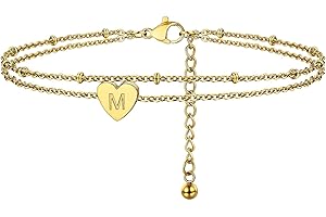 ChainsHouse Damen Mädchen 26 Buchstabe doppelte Armkette Fußkette verstellbares Herz Fußbändchen Armband in Silber Gold Schöne Fußschmuck Armschmuck für Freundin Liebeskind Geliebte