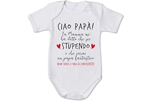 le herisson Body Neonato Ciao papà Mamma Mi ha Detto Che Sei Stupendo e Che Sarai Un papà Fantastico