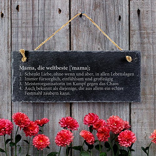Schiefertafel mit Gravur – Definition beste Mama – Standard – Türschild zum Aufhängen – Ideal als Geschenk für Mütter zu Weihnachten, zum Geburtstag oder als Muttertagsgeschenk - 2
