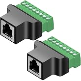 eModwey Pack of 2, RJ45 Female to 8 Pins Term Block Terminal Screw Screw Cat7, Cat6, Cat5, Cat5e, Extender Cable for CCTV, Di