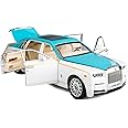 SANTALON1/24 Big Rolls Royce Upgraded Toy Car Metal Pull Back Diecast Car with Openable Door and Sound Light, Gifts Toys for Kids【 White/Blue 】(1/24 Big Rolls Royce Upgraded - White/Blue)