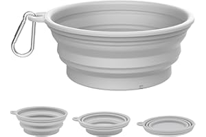 TOKAYIFE Faltbarer Hundenapf 560ml Reisenapf Hund Faltbare Hundeschüssel Mit Karabiner für den Innen- und Außenbereich (Einzelne Schüssel, Grau)