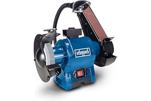 Scheppach BGS700 Grinder Belt Sander Finisher | 370W | 6" 150mm Grinding Wheel |50 x 686mm Sanding Belt | Hobby Workshop | LED Work Light