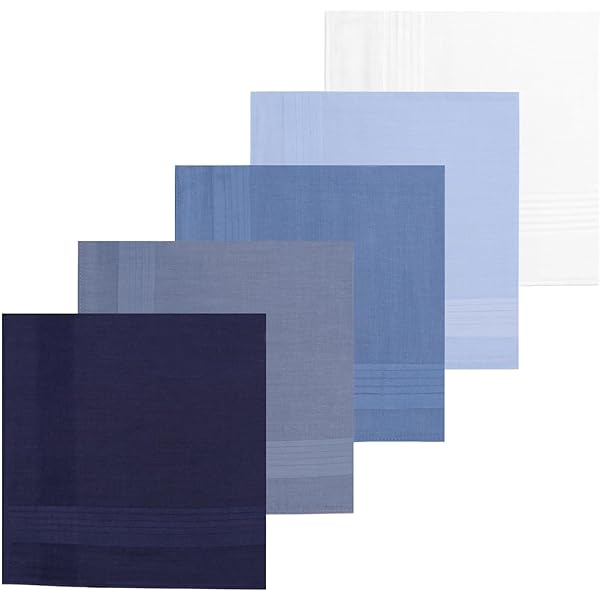 Fazzoletti In Tessuto Uomo - Set Da 5 In Cotone, 40x40 Cm, Taschino, Riutilizzabili, Blu - Foto 9