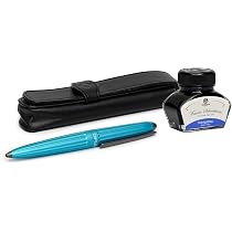 Diplomat Aero Oxyd Messing Füllhalter Set | Mit Octopus Tinte Königsblau | Made In Germany