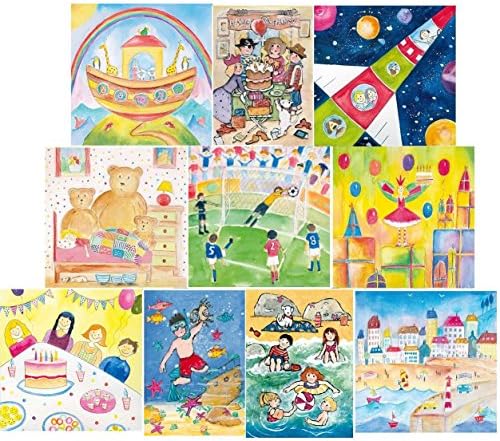 Pack of 10 Eco-friendly Birthday Cards for Children