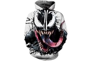 PADOLA Homme Sweat à Capuche 3D Impression Halloween Noël Pull Manche Longue Sweat-Shirt avec Poches Automne Hiver Cadeaux