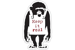 PREMIUMSTICKERS Banksy Monkey Keep it Real Design | Wall Art Graffiti Vinyl Sticker | Urban Art Window, Car, Laptop Decal (Large - 20x12cm)