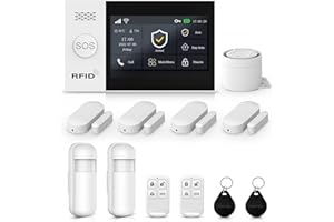 LWOHSI Sistema de Alarma de Seguridad para el hogar, Pantalla táctil inalámbrica de 12,9 cm (4.3"), Compatible con Alexa y Google Home y Apartamentos.