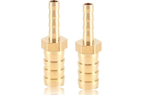2 stycken slanganslutningar 8 mm x 6 mm mässing, slang ID reducera till mässing, anslutningsadapter för vatten- och oljeledni