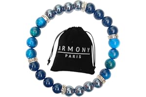 ARMONY PARIS Bracelet Pierre Naturelle | Femme et Homme | Equilibre et Sérénité | Bien-Etre | Chakras | Qualité Supérieure et Confort Absolu | Perles 8 ou 10 mm