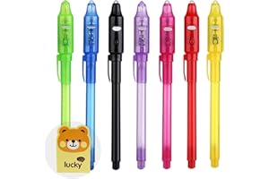 DazSpirit 7 sztuk tajnych pisaków ze światłem UV, upominek na urodziny dziecka, magiczne pisaki dla dzieci do pisania tajnych wiadomości, pisak UV na prezenty dla gości, urodziny dziecka, upominek