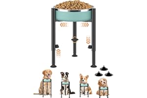 MAIJIAJU Elevated Raised Dog Bowl Stand with Tray, 4 Heights Adjustable 15-26cm Wide Metal Single Dog Food Water Bowls Holder Non-Slip Dog Feeding Station Rack for Small Medium Large Dogs (Stand Only)