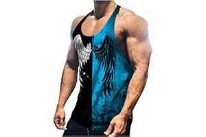 VPQILH Tank Tops for Men UK Sale Clearance, Wings Printed Vest Patchwork T Shirt Muscle Undershirt, Sleeveless Shirts Round Neck Singlet Quick Dry Workout Tee Gym Fitness Bodybuilding Sport Wear