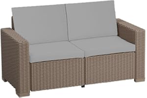 G&H Keter Allibert California Outdoor Replacement Cushion Pads 2, 3 or 4 Seater Rattan Patio Set Sofa Cushions Pads(CUSHION) (4 PC Grey 2 Seater) With 100% Foam Filling