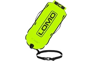 Lomo Dry Bag Swimming Tow Float - Yellow Swim Buoy for Open Water Swimming High Vis with Adjustable Waist Belt BE SEEN