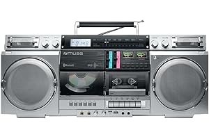MUSE M-380GBS Boombox Cassettes rétro avec Lecteur CD, AUX et Bluetooth, Compatible Smartphone, enregistreur Cassette, Design Vintage Cool