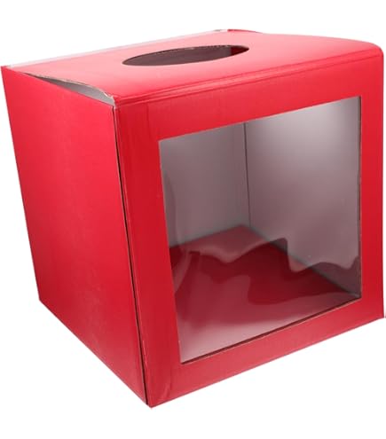 Rote Tombola Box 25cm - Quadratische Aluminium Spendenbox