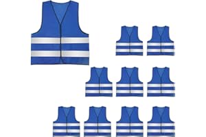 AIEOE 5/10 Pezzi Gilet Sicurezza Alta visibilità Giubbotto Universale Gilet Catarifrangente All'aperto Riflettente Giubbino Auto Moto Bici Running