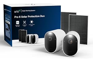 Arlo Pro 6: Trådlös övervakningskamera för utomhusbruk, 2K+ HDR, AI-detektering, mörkerseende i färg, 2 kameror + 2 solcellsp
