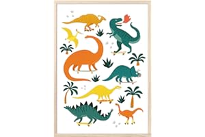 MeinBaby123® Poster dinosaure pour chambre d'enfant,Poster dinosaure DIN A2,Images pour chambre d'enfant garçon,Dino,Décoration murale,Poster mural de qualité supérieure,2