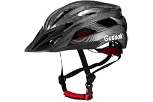 Gudook Casco da bicicletta adulto per uomo – Caschi da bicicletta da donna – Casco da bicicletta certificato leggero regolabile con visiera rimovibile per mountain bike e bici da corsa