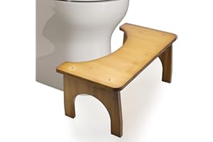 RWBIMTI Toilettenhocker aus Bambusholz, Toilettenhocker Erwachsene, WC Hocker, Rutschfester Kackhocker, Klohocker Für Entlasten Sie Den Darm Und Lindern Sie Verstopfung Und Blähungen(Teebraun)