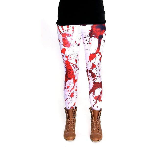 Legging Halloween Taches De Sang - 75 DEN, Motifs Mains & Éclaboussures - Déguisement Psycho