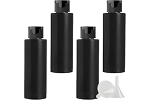 PQPAUTY 4 pièces 100ml Noir Vide Plastique Bouteille avec Noir Bouchon à Bascule de Lotion pour lotions crèmes gels shampooing