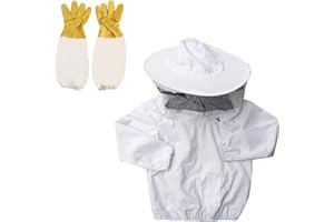 AUCYV Bienenschutzhandschuhe für Kinder, professionelle Imkerei-Kleidung – Imkerjacke, Überziehjacke, Imkereiausrüstung, Anzug mit Hut-Handschuhe für Kinder (YL (125-150 cm)
