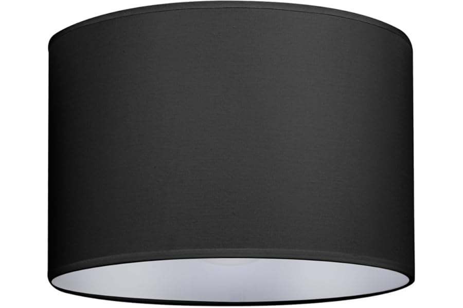 GIGGI Fabric Lamp Shades, 8" Black Light Shade, Modern Lampshades for Ceiling Lights, Table Lamps and Floor Lamps, Easy Fit Pendant Light Shades Ceiling for Living Room, Bedroom, Kitchen, Hallway