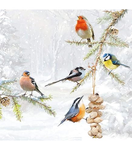 Weihnachtsservietten Mit Fuchs & Vogel Design – 20 Stück, 33 X 33 Cm, 3-lagig