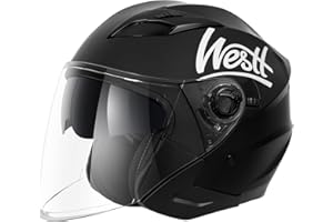 Westt Jet Casco Moto Hombre Mujer Casco de Moto con Doble Visera capacete Casco Jet Scooter Trail, Certificado ECE Dot, Tallas S-XL