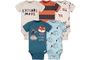 Acuryx Body a Maniche Corte Unisex Bambino Pacco da 5 Pezzi Pagliaccetti Neonato Estivi Tutine di Cotone 0-24 Mesi