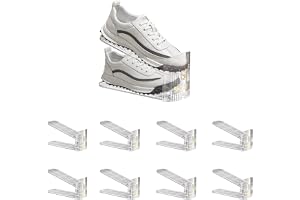 SUSOO 8 Pack Shoe Slot Organizer, Adjustable Highth Clear Double Storage | 50% Space-Saving Racks, Stacker Holder For Pairs, 3 Height Levels, Fit Sneakers Heels Flats, Anti-Slip Grip For Inside Closet