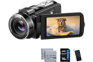 ORDRO Full HD 1080P 30MP Camcorder 18X Digital Zoom IR Night Vision YouTube Video Camera 3.0" 270° Rotating Screen with 16GB Card & 2 Batteries Vlogging Camera (Black)