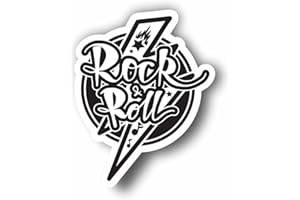 AMA SHOP Adhesivo aislado Rock and roll mod. 2 de PVC para calcomanía pared de coche, moto, casco de caravana