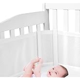 HB.YE Crib Protector, Bumper, Crib Protector Bumper Mesh Baby Crib with Breathable Fabric, 100% Prevents Choking, Dissipates