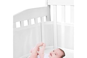 HB.YE Tours de Lit en Maille Respirant 4 Côtés Anti-Collision pour Lit Bébé - Blanc