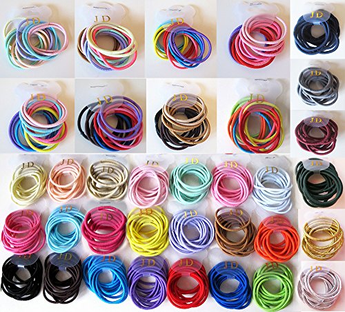 12 Girls High Quality Thick Endless Snag Free Hair Elastics Bobbles (Dark Green)