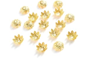 ZHIHENG 500PCS 11mm Gold Tone Lotus Flower Bead Caps Hollow Spacer Bead End Caps for Bracelet Necklace Earring Jewellery Making (Gold)