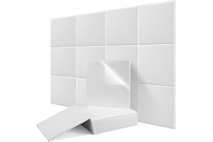 Ezcasch Pannelli acustici autoadesivi, 18 pezzi, pannelli acustici, assorbenti acustici, pannelli da parete, pannelli fonoassorbenti ad alta densità, 230 kg/m³, per studio, ufficio, parete (bianco)