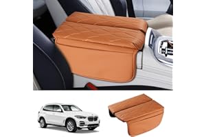 Karltys Center Console Cover for BMW X5 G05/ X7 G07 2019-2025 2026 /X6 G06 2020-2025 2026, Leather Middle Console Armrest Cover for BMW X5 Waterproof Protector with Storage Pockets (Brown)