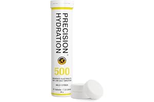 Precision Hydration Tabletki elektrolitowe, musujące tabletki nawilżające, zwalczające skurcze, niskokaloryczne, bezglutenowe, przyjazne dla wegan/wegetarian (1 tubka, 500 mg/l - żółta tubka)