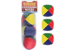 HD Novelty Set of 3 Juggling Balls - Circus Clown Colors - Learn to Juggle Toy for Kids & Adults