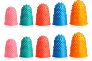 ZPLASK 10 Pcs Thimble, 5 Sizes Rubber Thimbles, 5 Colors Rubber Thumb Protector, Rubber Finger Thimbles for Money Counting Writing Sorting Task to Protect Rubber Finger thimbles Tip
