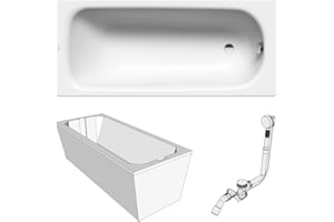 Kaldewei Saniform Plus Stahl Badewanne inkl. Wannenträger und Ablaufgarnitur (170 x 75 cm)