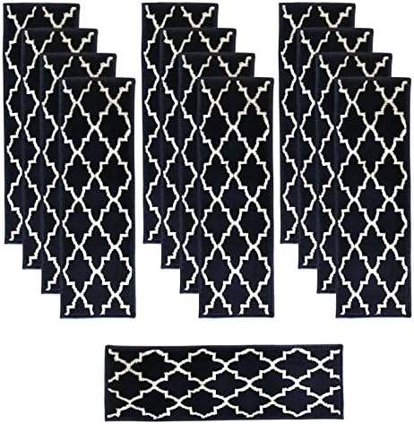 Sultansville Trellisville Collection Trellis Design Vibrant and Soft Stair Treads, Blue, Pack of 13