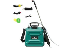 KOUAMOR Pulverizador eléctrico de jardín de 5L/8L para plantas de interior y exterior, 90 minutos de tiempo de trabajo, pulverizador de jardín recargable, pulverizador de bomba telescópica extensible de 10 a