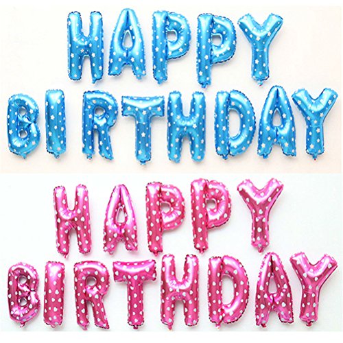 NUOLUX HAPPY BIRTHDAY Luftballons,Mylar Folie buchstaben luftballons,16 Zoll(rosa) - 2